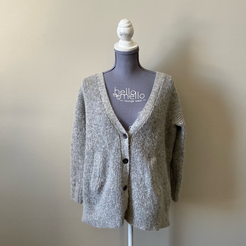 Free people Wool Alpaca oversized Grey button down cardigan with pockets